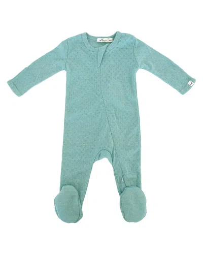 Oh Baby Kids' ! Pointelle Zipper Footie In Blue