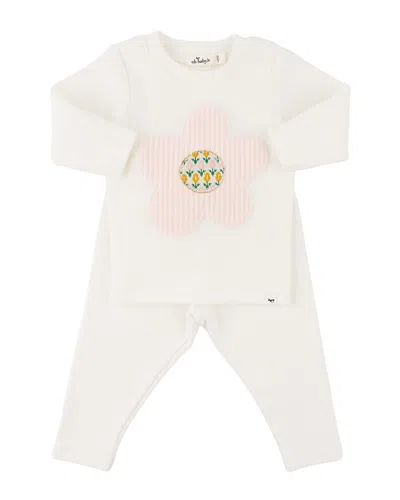 Oh Baby Quilted Flower Applique 2pc Set In Multi