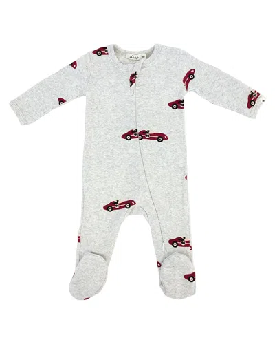 Oh Baby Kids' ! Racecars Print Zipper Footie In Neutral