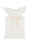 Oh Baby ! Ruffle Bow Pink Silver-fleck Tulle Flutter Tank