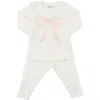 Oh Baby ! Ruffle Bow Pink Silver-fleck Tulle Two Piece Set In Cream