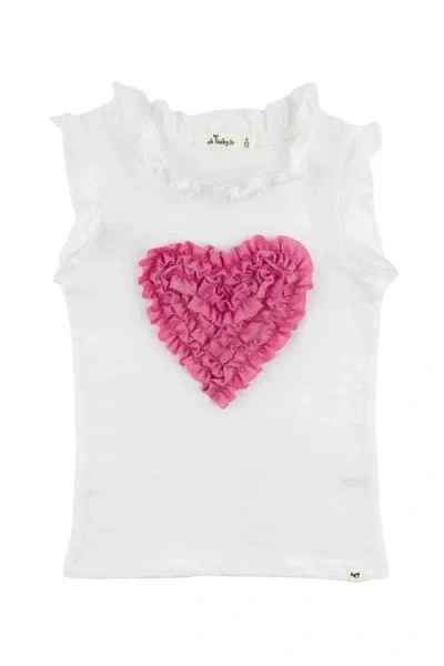 Oh Baby ! Ruffle Heart Bright Pink Sparkle Rebekah Ruffle Tank