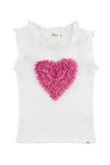 Oh Baby ! Ruffle Heart Bright Pink Sparkle Rebekah Ruffle Tank
