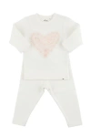 Oh Baby ! Ruffle Heart Pink Silver-fleck Tulle Two Piece Set In Cream