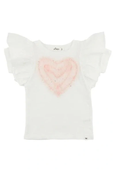 Oh Baby ! Ruffle Heart Pink Silver Tulle Butterfly Tee