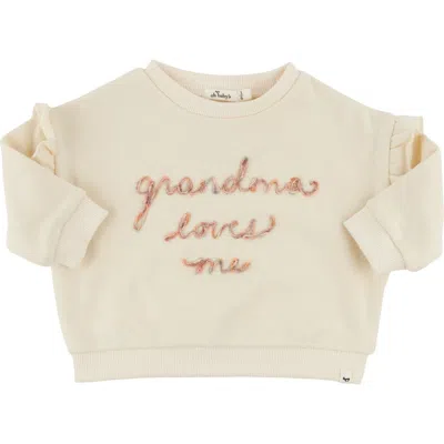 Oh Baby Kids' ! Ruffle Slouch Grandma Loves Me Sweatshirt In Neutral