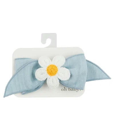 OH BABY OH BABY! SCARLETT BOW ON CLIP - CROCHET DAISY ON DENIM - BABY