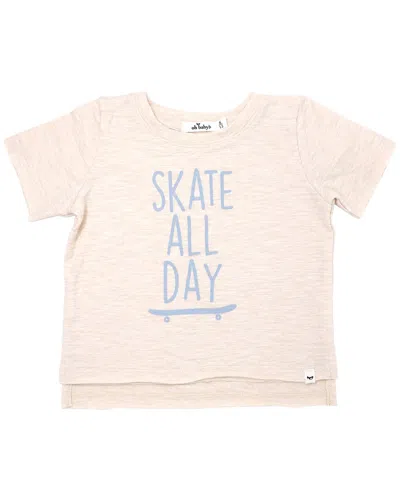 Oh Baby Kids' ! Skate All Day Print Raw Edge T-shirt In Brown
