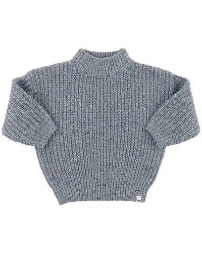 Oh Baby Kids' ! Speckle Knit Grandpa Knitted Pullover In Blue