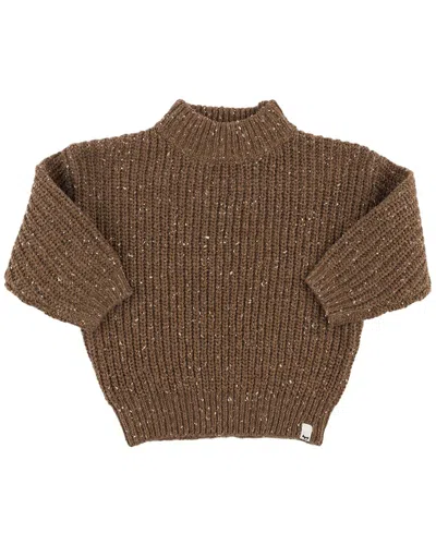 Oh Baby Kids' ! Speckle Knit Grandpa Knitted Pullover In Brown