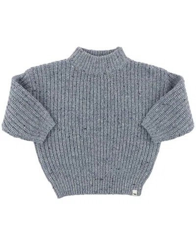 Oh Baby Speckle Knit Grandpa Knitted Pullover In Gray