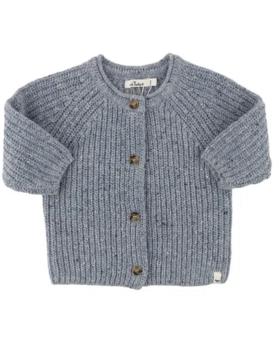 Oh Baby Speckle Knit Grandpa Roll Neck Cardigan In Gray