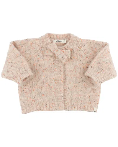 Oh Baby Speckled Scandi Bow Cardigan In Neutral