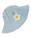 Oh Baby ! Sunhat - Lyocell Denim With Crotchet Daisy Applique In Neutral