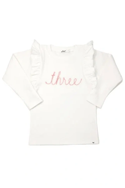 Oh Baby ! "three" Pink Eyelash Millie Long Sleeve Tee In Cream
