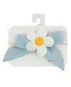 Oh Baby ! Tie Bow Headband - Crochet Daisy In Denim - Baby In Blue