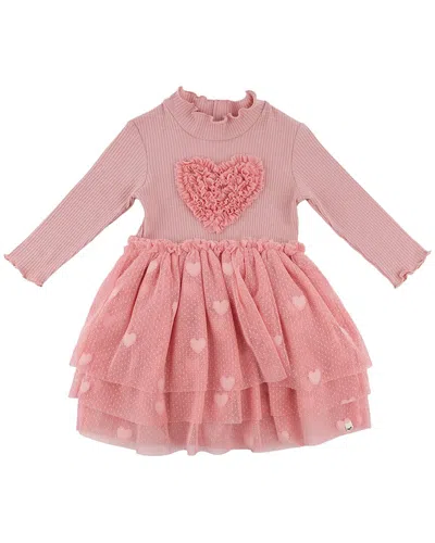 Oh Baby Kids' ! Triple Ruffle Heart Rib Aria Tutu Dress In Pink