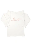 Oh Baby ! "two" Pink Eyelash Millie Long Sleeve Tee In Cream