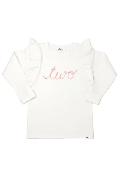 Oh Baby ! "two" Pink Eyelash Millie Long Sleeve Tee In Cream