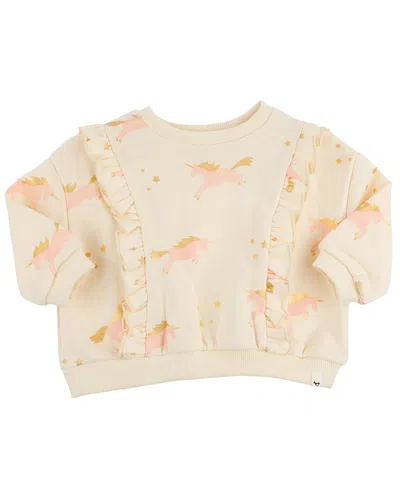 Oh Baby Kids' ! Unicorn Print Millie Boxy Sweatshirt In Neutral