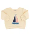 Oh Baby ! Unisex Sailboat Applique Brooklyn Boxy Sweatshirt - Baby In Neutral
