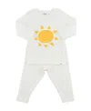 Oh Baby ! Unisex Sun Slub Applique Two Piece Set - Baby In White