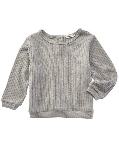 Oh Baby Kids' ! Wide Rib Fuzzy Sweater In Gray