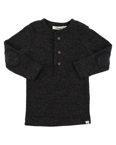 Oh Baby Wide Rib Fuzzy Sweater In Purple