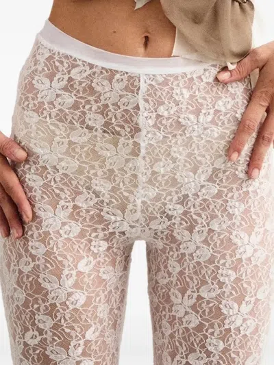 Oh Carla Lace Flared Trousers In Neutral