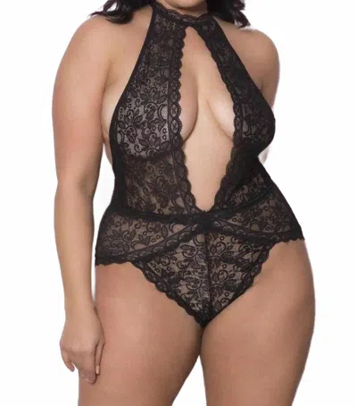 Oh La La Cheri Allison All Over Lace Plunge Teddy -plus In Black