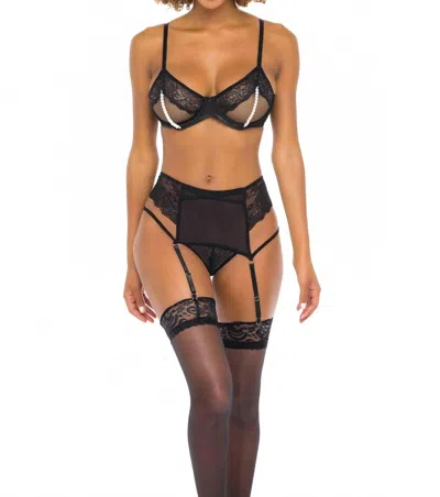 Oh La La Cheri Alyssa Pearl 2 Piece Bra Set In Black