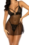 OH LA LA CHERI APHRODITE DOT MESH CHEMISE & G-STRING SET