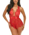 Oh La La Cheri Brea Sheer Lace Teddy In Red