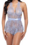Oh La La Cheri Brea Sheer Lace Teddy In Brunnera Blue