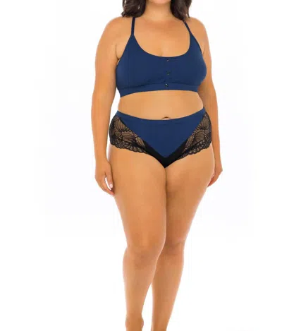 Oh La La Cheri Claribel Bralette & Boyshort Set - Plus In Estate Blue / Black