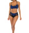 Oh La La Cheri Claribel Bralette & Boyshort Set In Estate Blue / Black In Blue