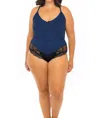 Oh La La Cheri Claribel Jersey Romper - Plus In Estate Blue / Black In Blue