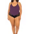 Oh La La Cheri Claribel Jersey Romper - Plus In Italian Plum / Black In Purple