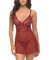 Oh La La Cheri Davina Sheer Babydoll Dress In Burgundy