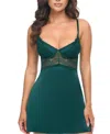 Oh La La Cheri Dawn Satin Babydoll In Green