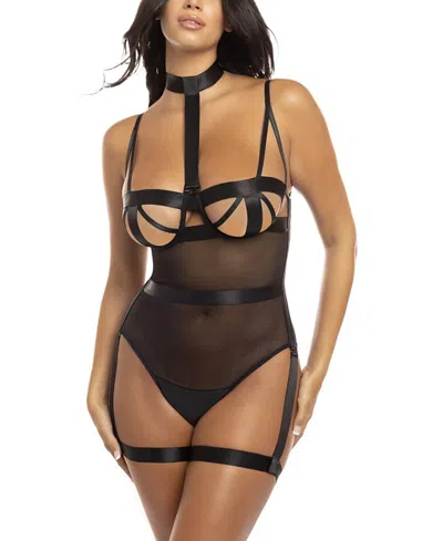 OH LA LA CHERI DENA UNLINED STRAPPY TEDDY WITH REMOVEABLE GARTER STRAPS