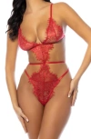 OH LA LA CHERI EDEN STRAPPY EYELASH LACE TEDDY