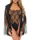 Oh La La Cheri Elishia Satin Robe & Teddy Set In Black In Black
