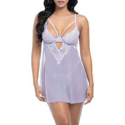 Oh La La Cheri Elsie Babydoll Teddy & G-string Set In Blue