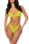 Oh La La Cheri Elsie Strappy Lace Underwire Bra & Thong Set