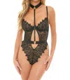 Oh La La Cheri Esther Collared Harness Teddy In Black In Black
