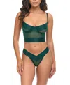 Oh La La Cheri Gia Strappy Mesh Bustier Set In Green