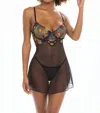 Oh La La Cheri Isla Embroidered Babydoll In Black In Black