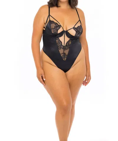 Oh La La Cheri Ivy Teddy Bodysuit In Black