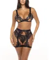 Oh La La Cheri Janet Soft Cup Bra With Matching Garter And Panty In Black
